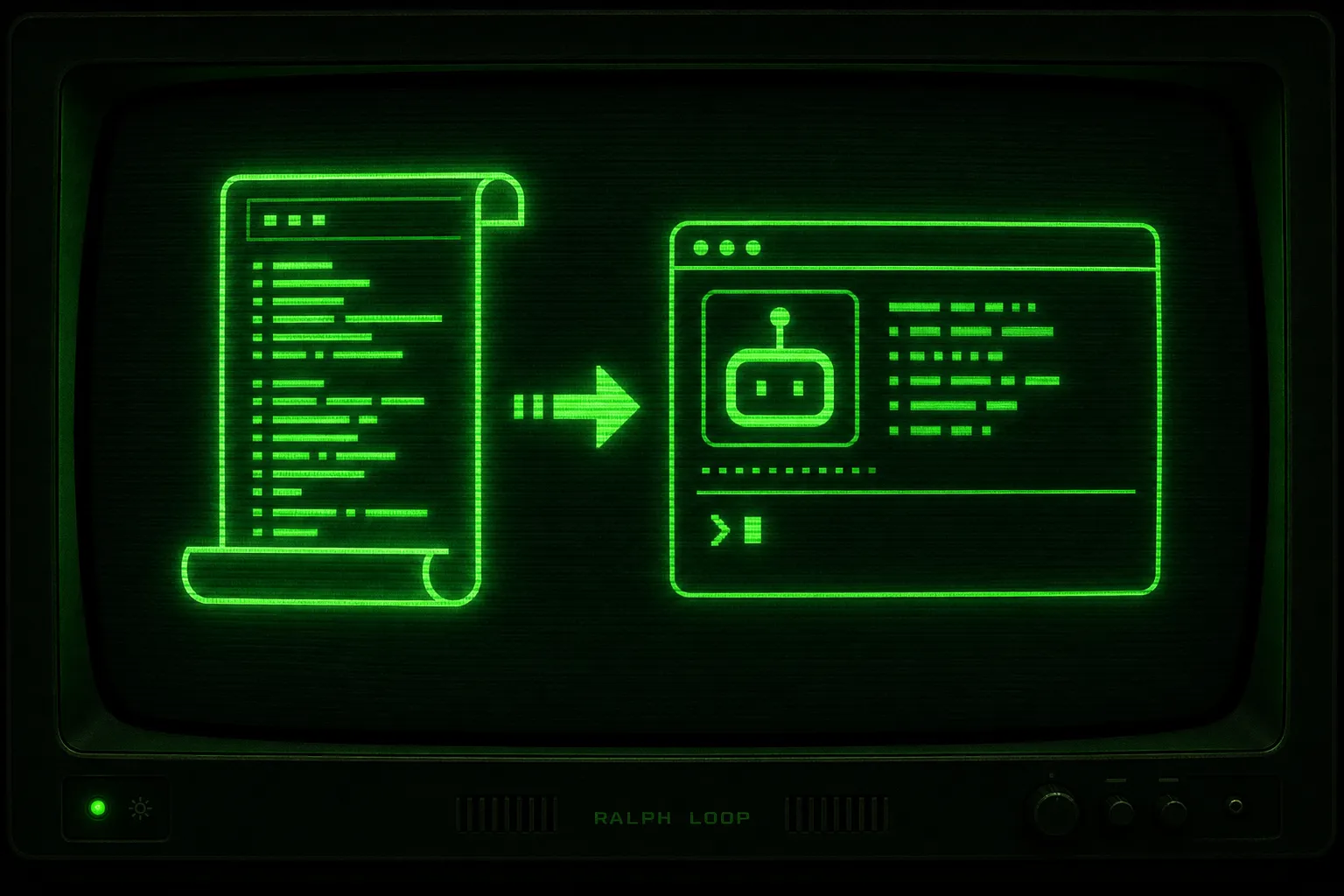 A diagram of a PROMPT.md file feeding into each fresh-context iteration of a Ralph loop