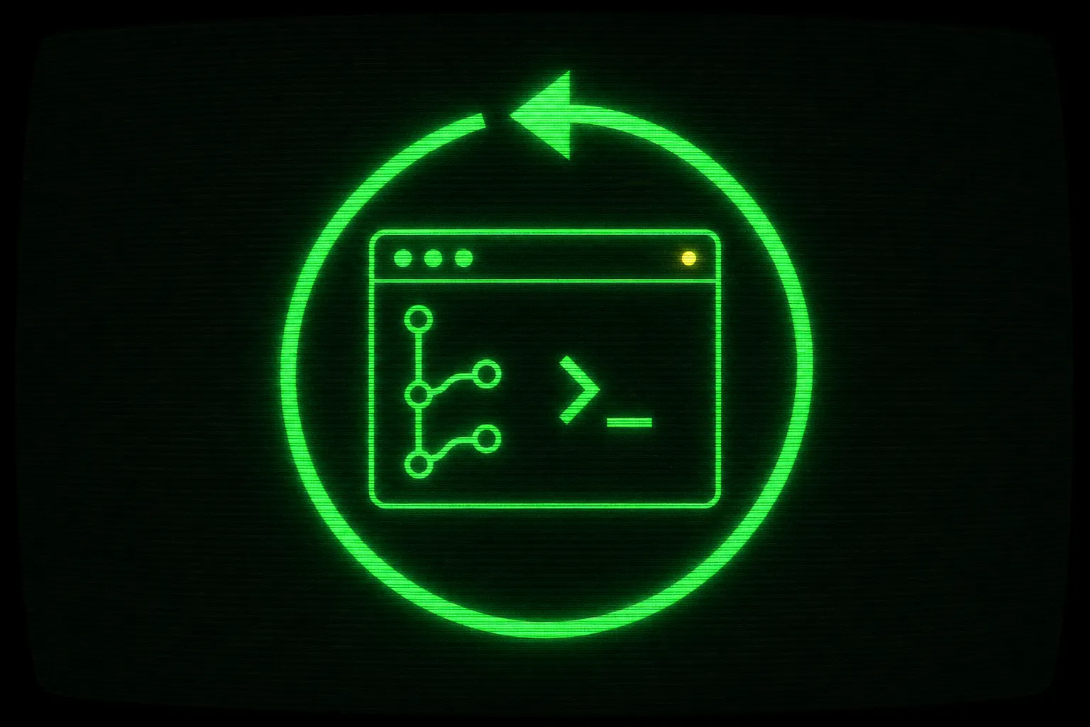 A green CRT terminal showing the GitHub Copilot CLI running in a looping Ralph loop inside a Docker sandbox