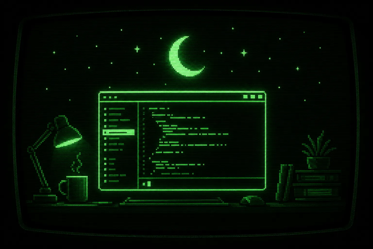 A terminal running an autonomous AI coding loop overnight, with a phosphor-green progress log