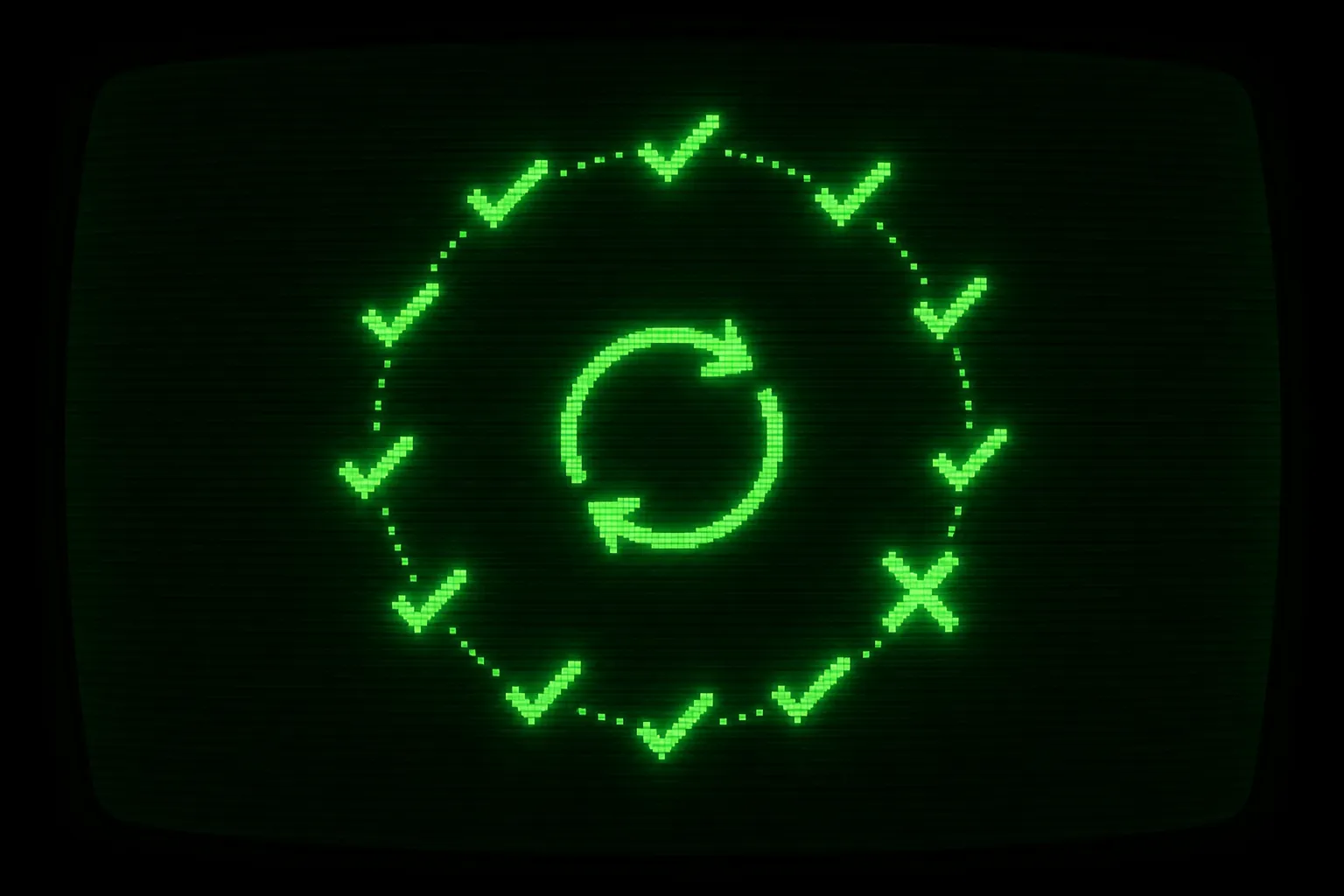 Diagram of an autonomous coding agent running tests and screenshots, reading the failures, and feeding them back into the next iteration.