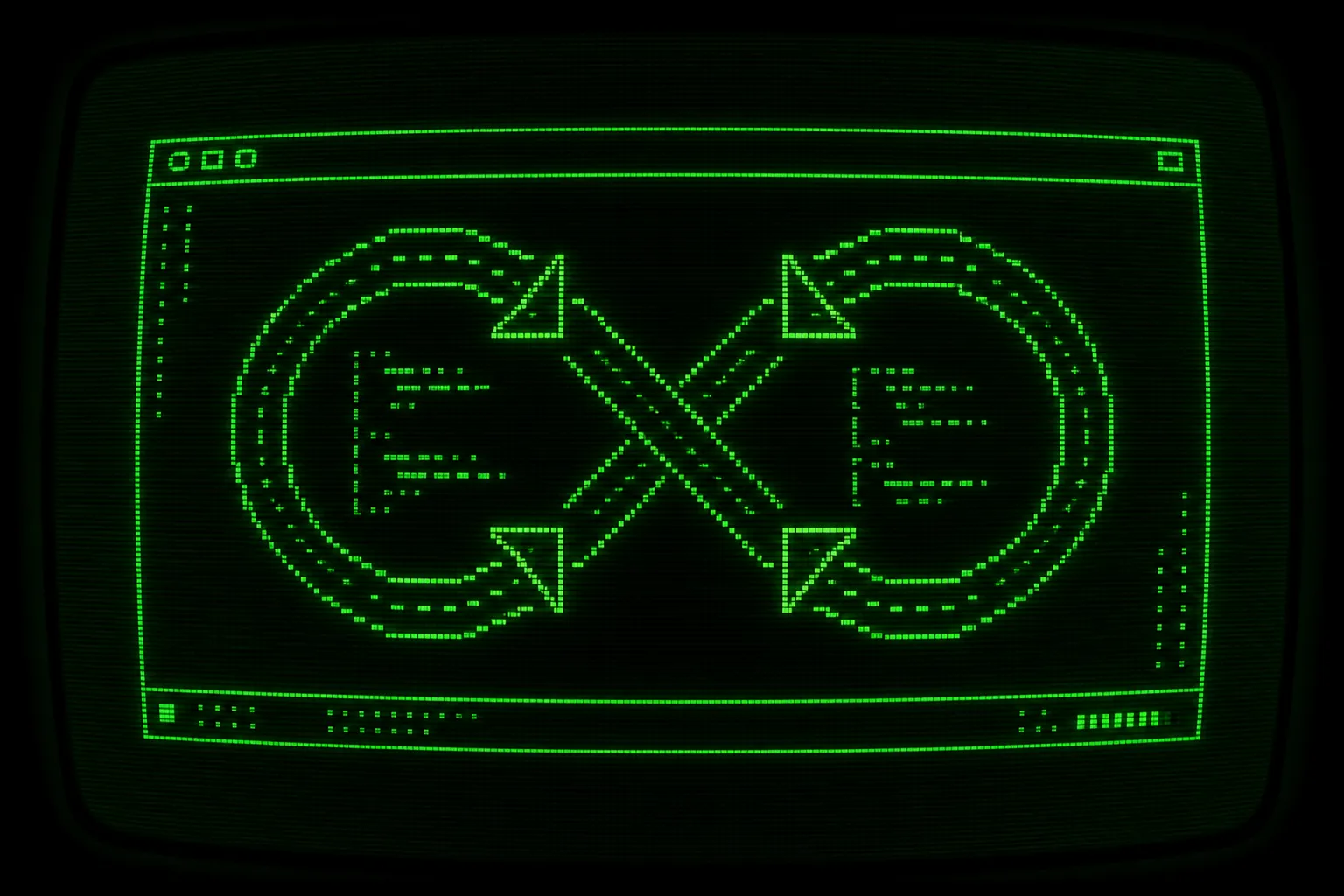 A green CRT terminal showing code with a looping arrow that curves back to the prompt, suggesting an agent rerunning the same loop until it finishes.